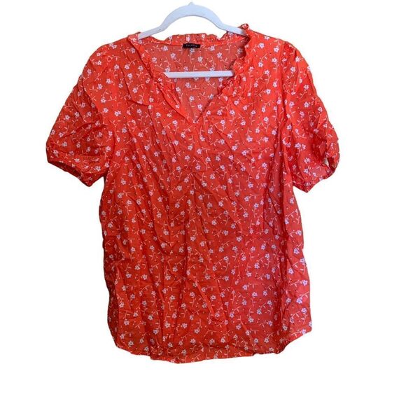 Talbots Tops - Talbots Womens Size XL Multicolor Floral Print Cotton Blend V-Neck Top Blouse